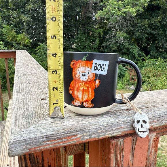 NEW Prima Design Halloween Boo! Pumpkin Bear Mug - Black and Orange - Picture 2 of 2